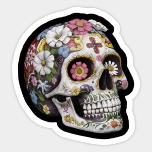Floral Skull: Beauty and Darkness in Harmony Sticker